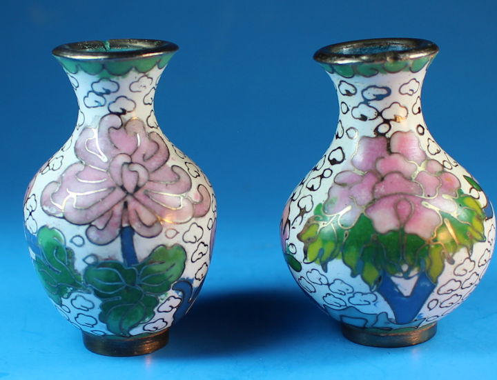 Faux cloisoinne style vases - set of 2