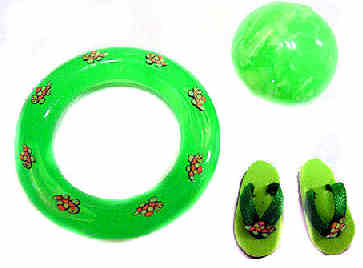 Child's beach set - green with turtles