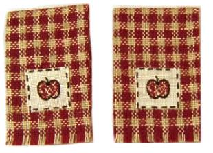 Kitchen towel set - apple red and tan