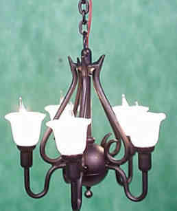 Chandelier - black with tulip shades