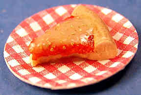 Slice of pizza on plate
