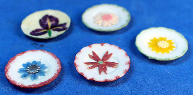 Decorative plates - flowers - set of 5