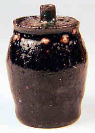 Lidded jar - black with silver dots