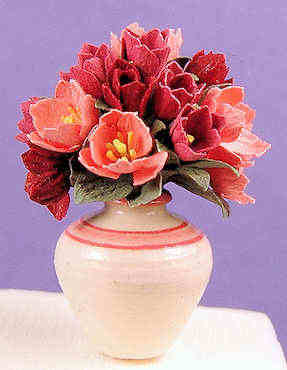 Flower arrangement - apricot and rose colored tulips