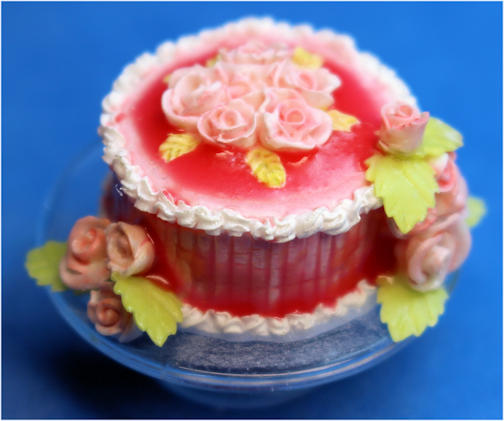 Red cake with roses