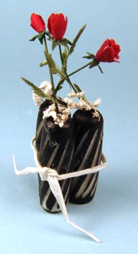 Ikebana roses in triple pot