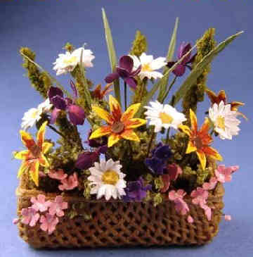 Flower arrangement in basket