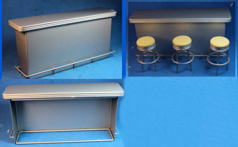 1950's diner counter and yellow stools