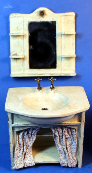 Sink & mirror with shelves - off white