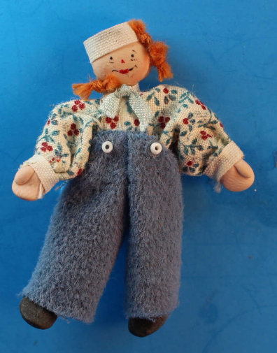 Doll for a doll - boy in blue overalls