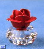 Vanity jar with red rose lid