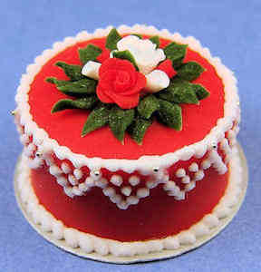 Christmas cake - red lace