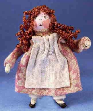Doll for a doll - Country girl pink dress, curly brown hair