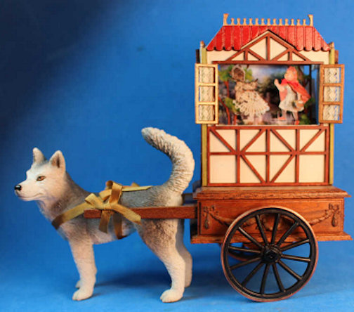 Dog pulling puppet theater