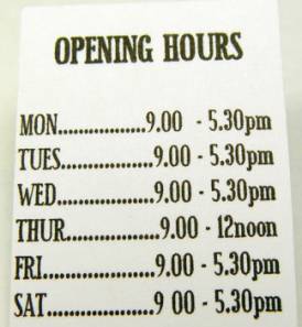 Hours open sign