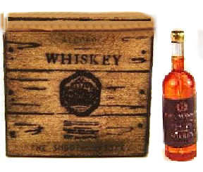 Whiskey bottle & crate