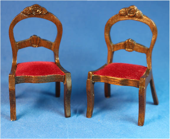 (image for) Old chairs - plush red seat - set of 2