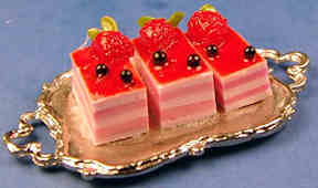 Strawberry cake slices on tray
