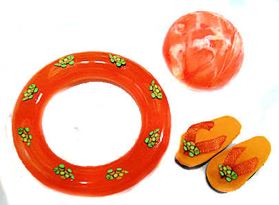 Child's beach set - orange with turtles - Click Image to Close