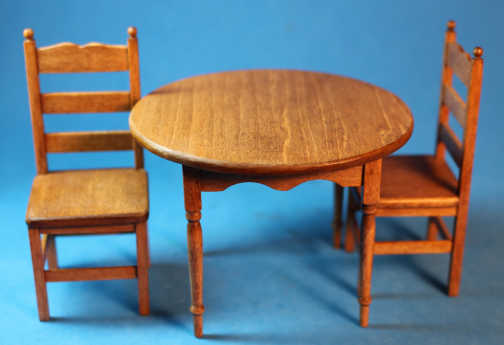 Kitchen set - round table - walnut - Click Image to Close