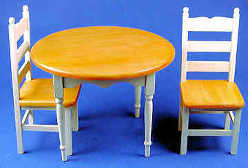 (image for) Kitchen set - round table - white/pine