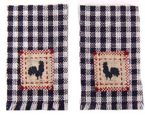 Kitchen towel set - Rooster blue and tan - Click Image to Close
