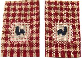 Kitchen towel set - Rooster red and tan - Click Image to Close