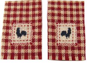 Kitchen towel set - Rooster red and tan