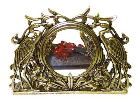(image for) Art deco fireplace screen and logs