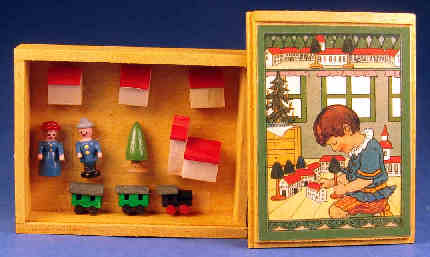 Toy village set in a box