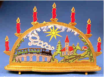 (image for) German candle mantle or centerpiece - train