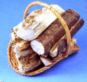 Logs in woven basket