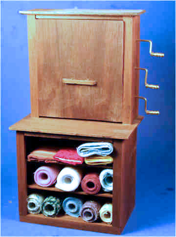 (image for) Fabric bin with drop down cutting shelf