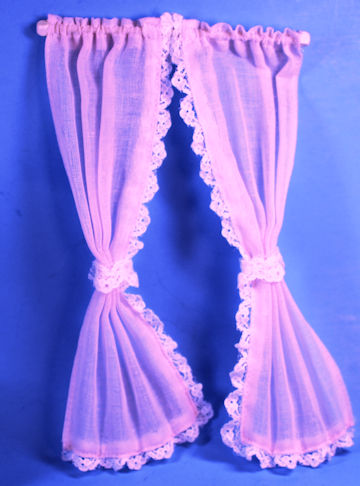 (image for) Curtains - pink with white trim