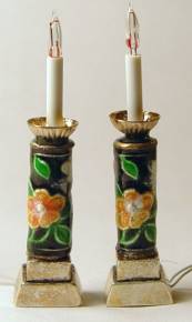 Candlestick lights - black cloisonne