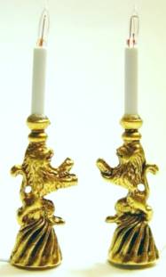 Candlestick lights - lion pair - Click Image to Close