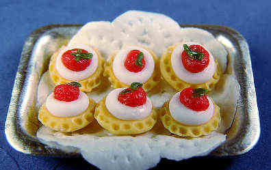 Strawberry tarts on tray