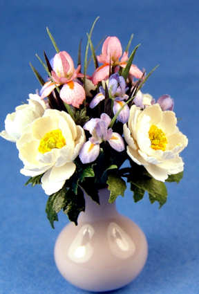 (image for) Flower arrangement - Peonies, Dutch iris, dwarf iris