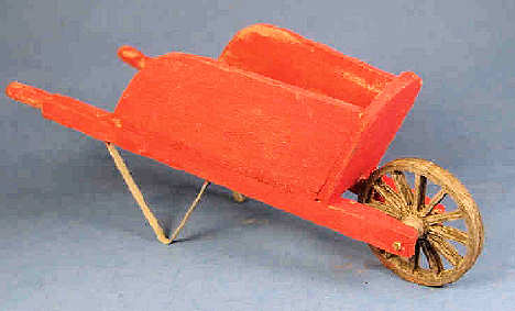 Wheel barrow - distressed red - Click Image to Close