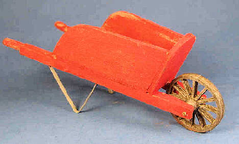 Wheel barrow - distressed red