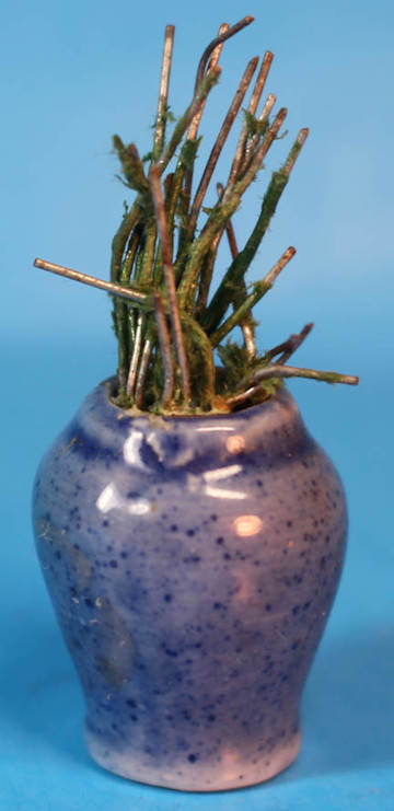 Plant in blue pot