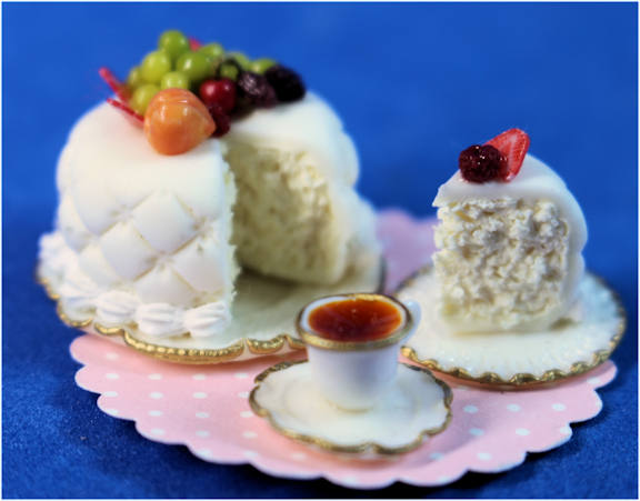 (image for) Cake and slice and a cup of tea