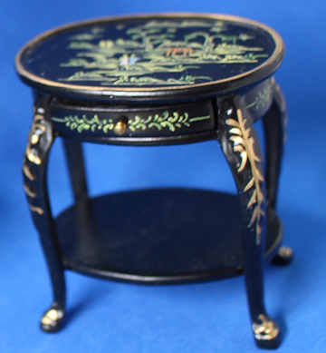 (image for) Ocassional table - oval black Chinoiserie