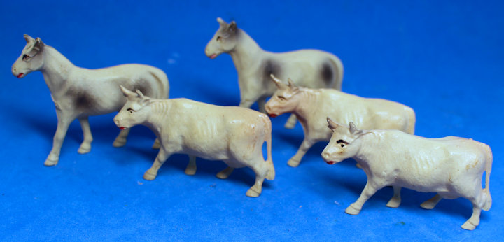 Celluloid farm animals - small scale - set of 5 - Click Image to Close