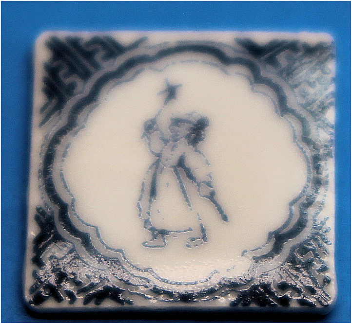 (image for) Ceramic tile - boy with sparklers by Tiny Ceramics