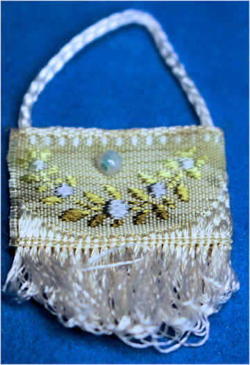 Lady's fringed purse - seafoam and white