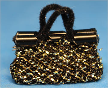 Lady's evening purse - black/gold sparkles