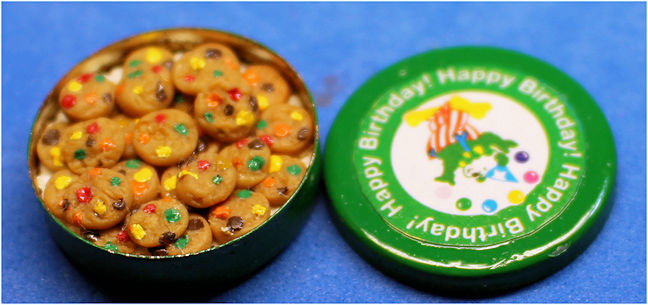 Tin of birthday cookies - Click Image to Close