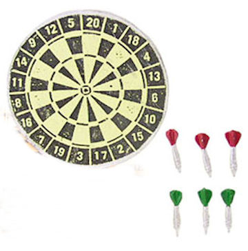 Dart board with 6 darts