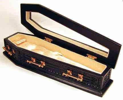 Coffin - glass top - black